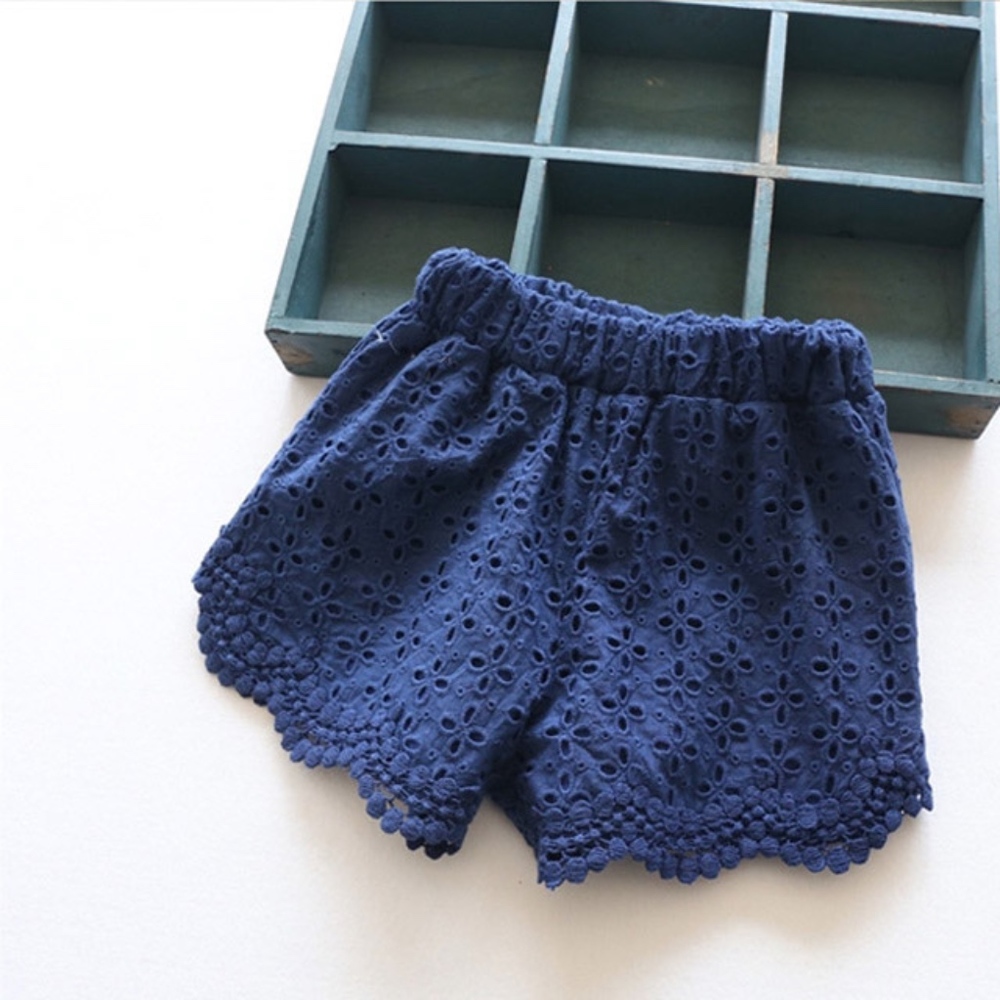 Toddler Girls’ Navy Embroidered Shorts